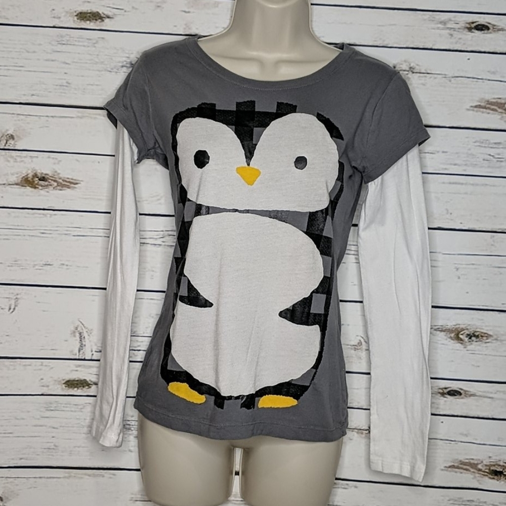 MUDD Long Sleeved Shirt Cute Penguin Large-14
